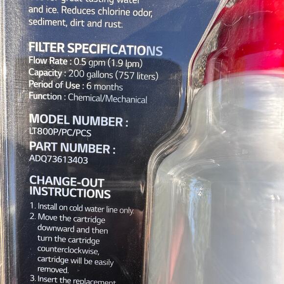 1 PACK GENUINE OEM LG LT800P ADQ73613403 Water Filter Replacement - Picture 5 of 6